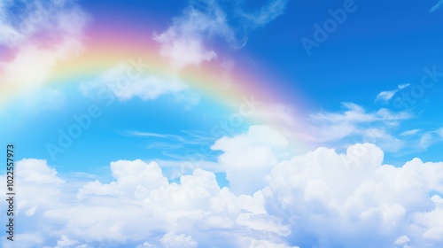 rainbow blue skies clouds