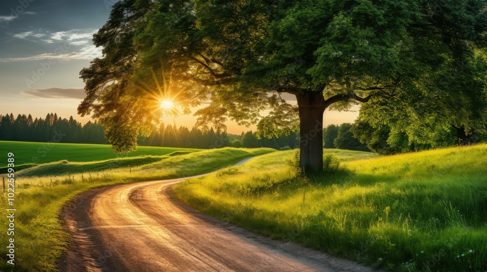 Obraz premium green country dirt road