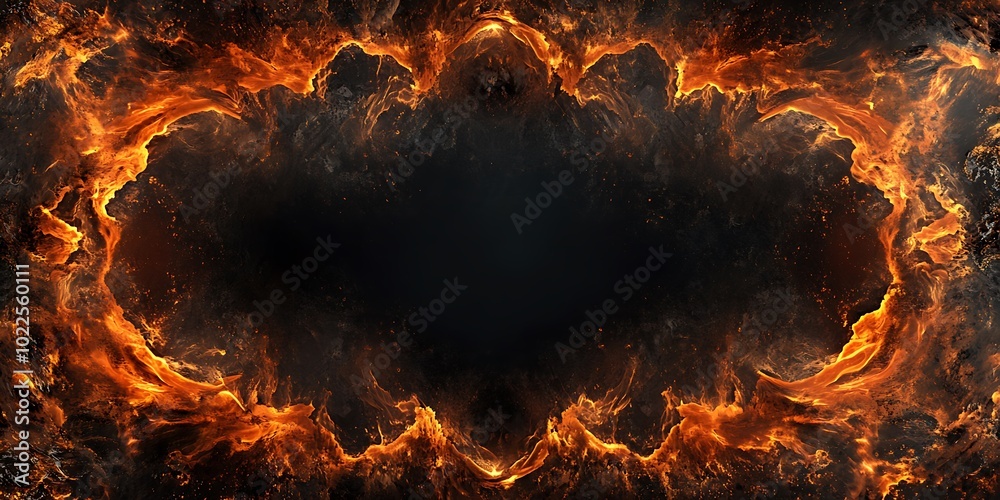 Black screen abstract background with blaze of flame on it's borders, dark wallpaper Black screen abstract background with blaze of flame on it's borders, dark wallpaper