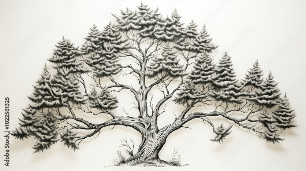 detailed evergreen tree outline detailed evergreen tree outline