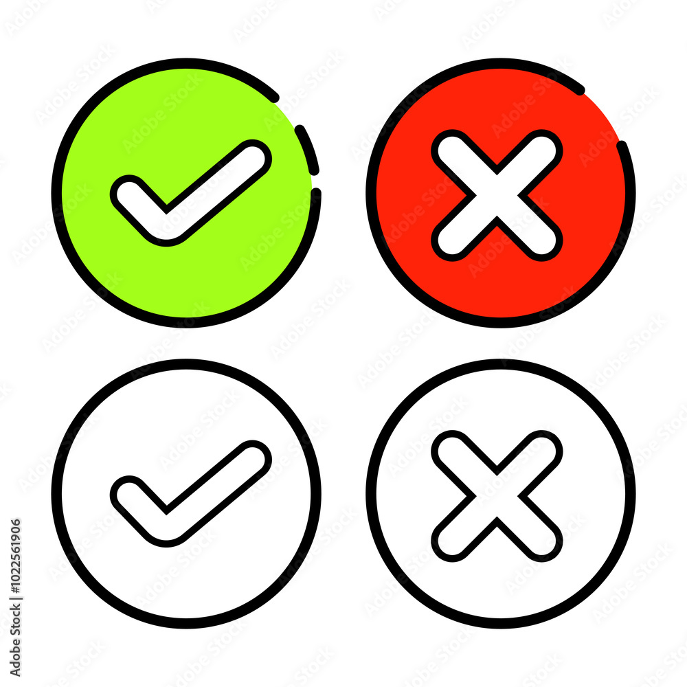 check marks and crosses are incorrect outline style check marks and crosses are incorrect outline style