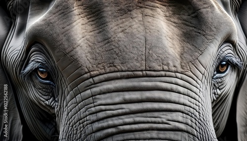 Close-Up of Elephant Skin Texture with Wrinkles and Patterns Showcasing the Natural Detail of a Majestic Animal photo