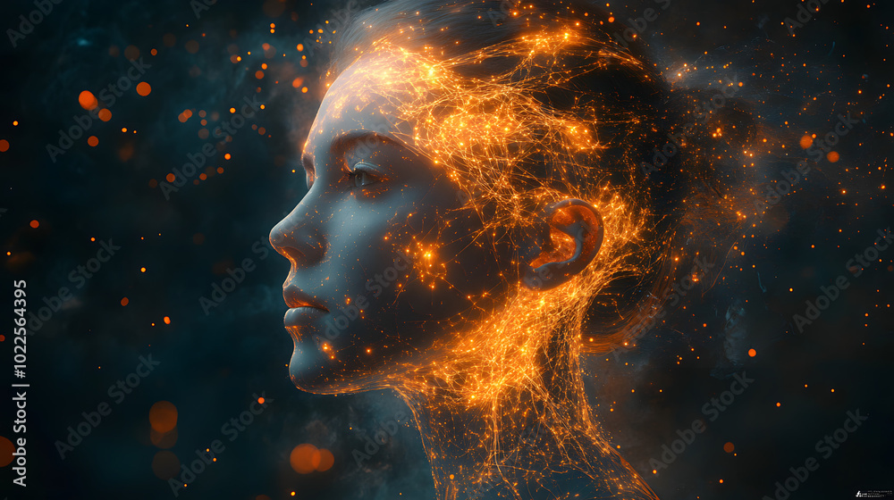 3D visualization of an abstract human head with glowing neural connections.
3D visualization of an abstract human head with glowing neural connections.