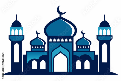 A vector silhouette image of a Mosque prayer vector Islamic symbols silhouette with a white background. eid mubarak, Ramadan Mubarak, ramadan kareem, namaz, salat. 