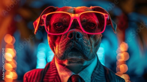 サングラスをかけた犬ポートレート,Generative AI AI画像