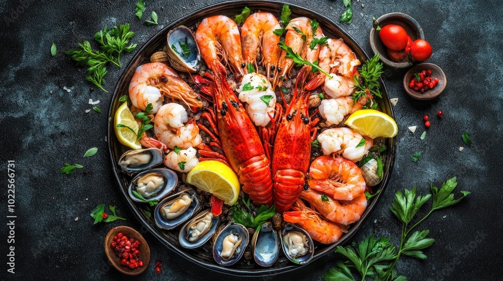 Fresh Seafood Platter with Shrimp and Shellfish Display Fresh Seafood Platter with Shrimp and Shellfish Display