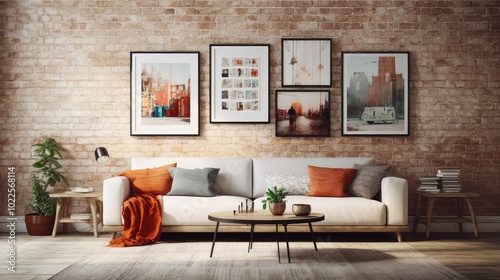 brick wall in living room photo