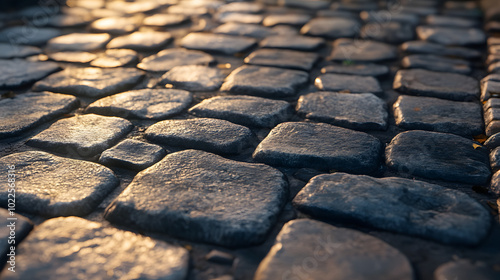 Cobblestone Road in the Village Cartoon