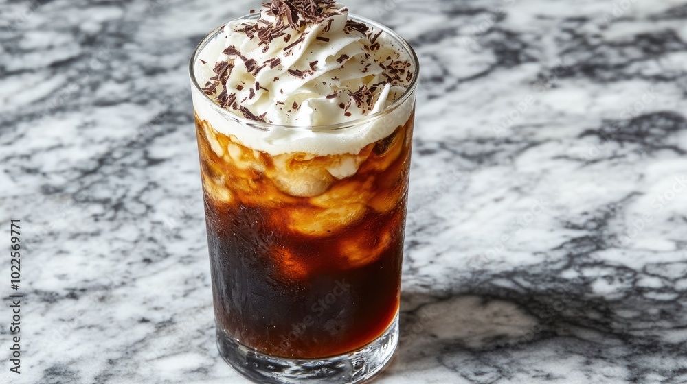 Iced Coffee with Cream and Chocolate Shavings Iced Coffee with Cream and Chocolate Shavings