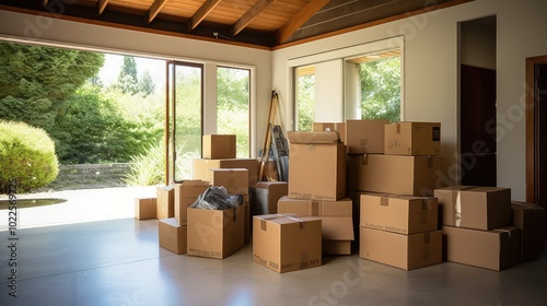 movg boxes in garage photo