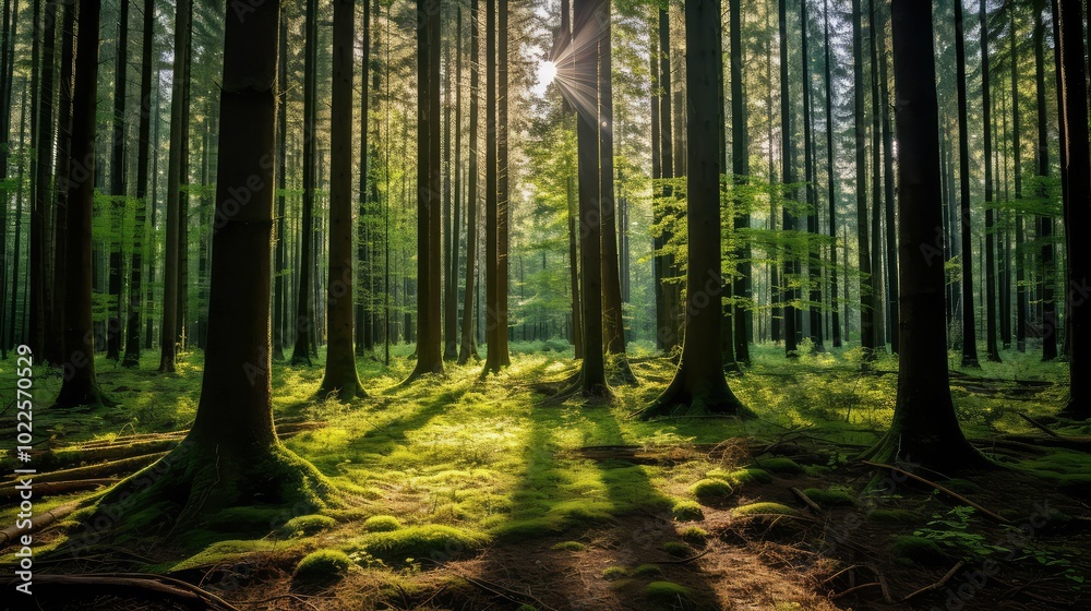 Fototapeta premium sunlight bushes trees