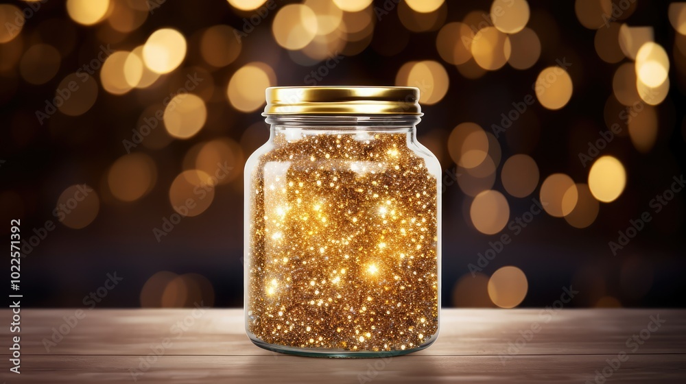 jar glowing glitter gold jar glowing glitter gold