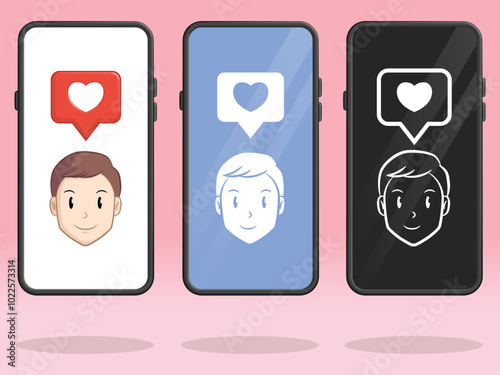 Smartphone Heart Love Bubble Man Boyfriend