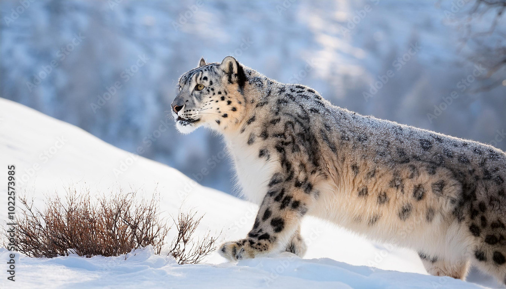 Endangered Snow Leopard in the Wild