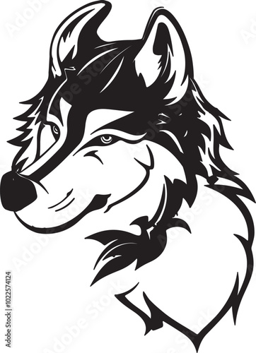 Wallpaper Mural Hand drawn wolf face silhouette illustration Torontodigital.ca