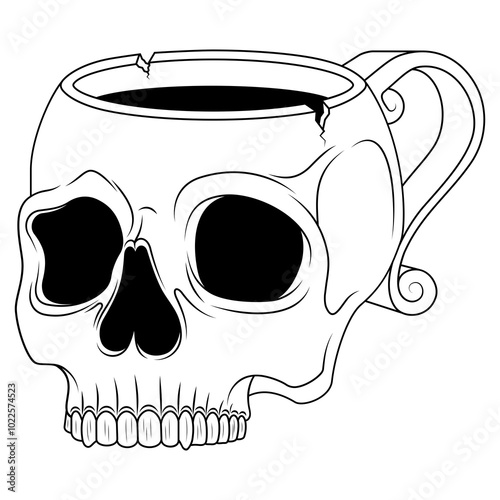 Human skull porcelain tea cup, skull coffee cup and saucer, demon blood drinking cup