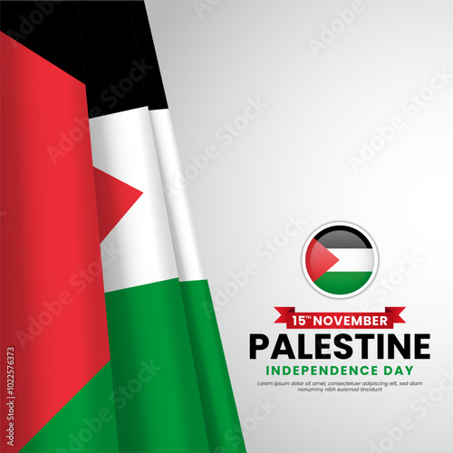 Realistic Waving Palestine Flag for independence day and save gaza