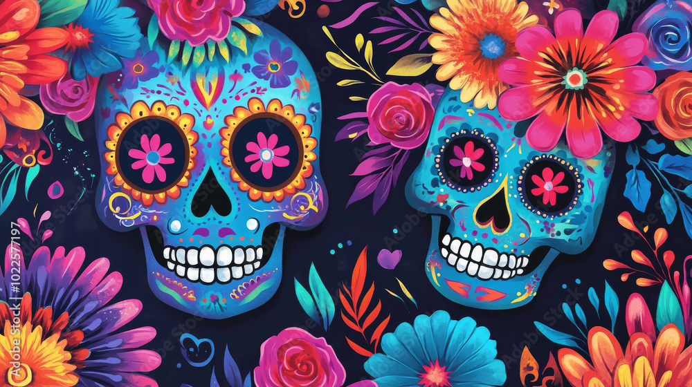A fun, colorful party celebrating Dia de los Muertos, the Mexican Day of the Dead. Think sugar skulls, festive music, and dancing skeletons! A fun, colorful party celebrating Dia de los Muertos, the Mexican Day of the Dead. Think sugar skulls, festive music, and dancing skeletons!