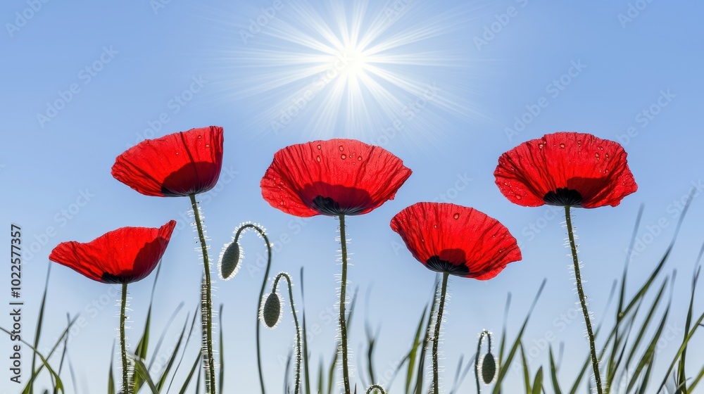 Obraz premium Radiant Red Poppies Under Bright Sunlight