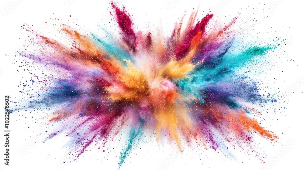 A vibrant explosion of colors resembling a burst of paint or powder. A vibrant explosion of colors resembling a burst of paint or powder.