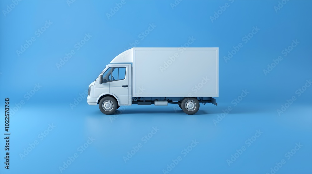 White Delivery Truck, Blue Gradient White Delivery Truck, Blue Gradient