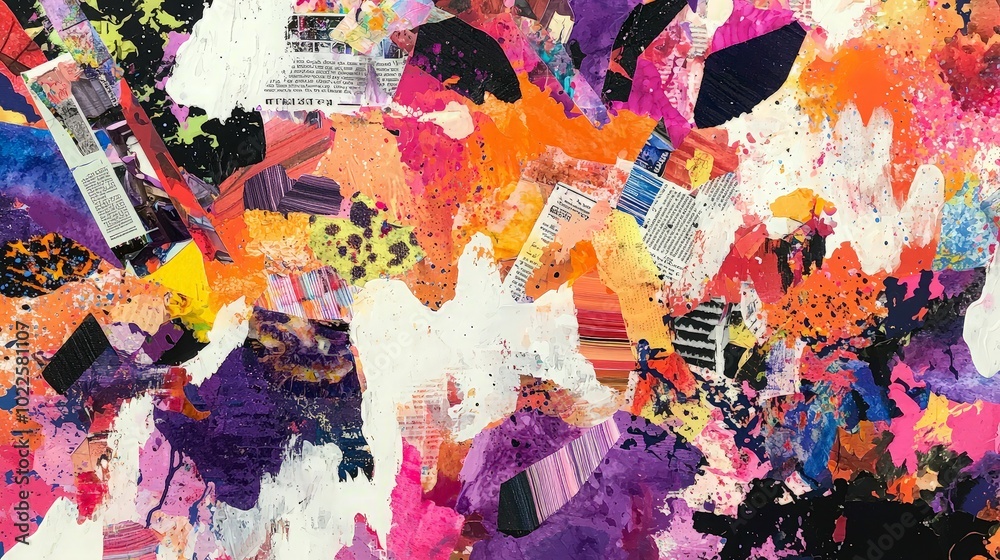 Fototapeta premium Abstract art with bright colors and splattered paint.