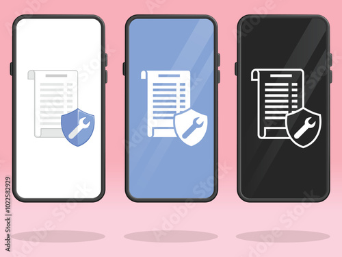 Smartphone Invoice Shield Wrench Repair Insurance