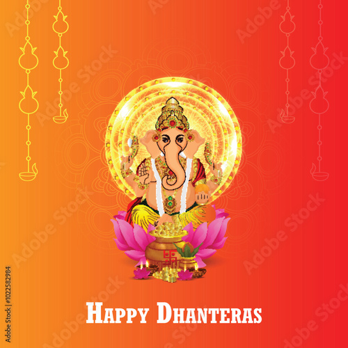 Indian festival shubh dhanteras festival greeting card