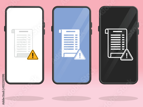 Smartphone Invoice Triangle Warning Error Notice