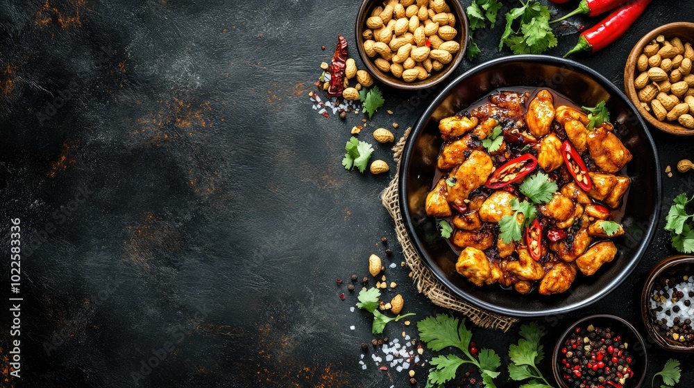 Spicy Chicken Dish with Fresh Herbs and Nuts Spicy Chicken Dish with Fresh Herbs and Nuts