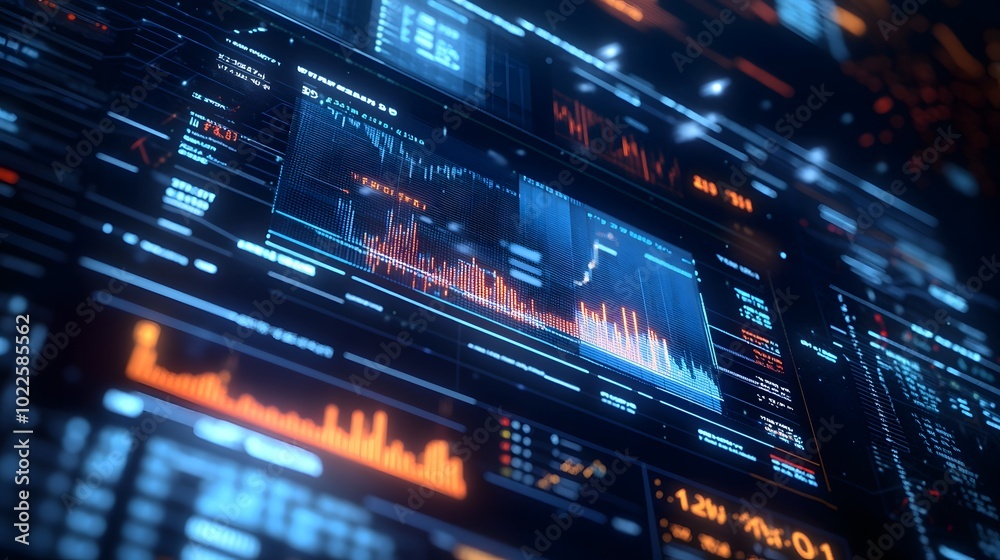 A futuristic financial analysis interface showcasing global stock market data A futuristic financial analysis interface showcasing global stock market data