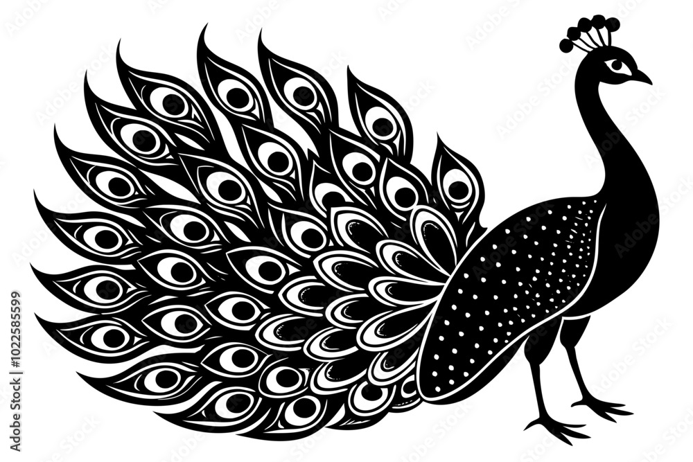 Elegant peacock silhouette with luxurious tail feather, peacock silhouette silhouette
Elegant peacock silhouette with luxurious tail feather, peacock silhouette silhouette