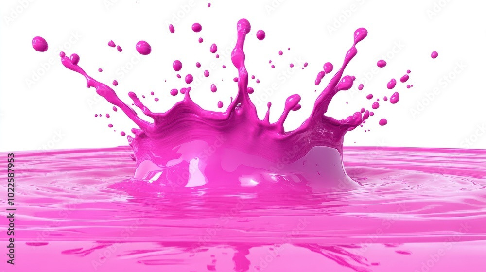 A vibrant splash of pink liquid creates dynamic motion and visual interest.