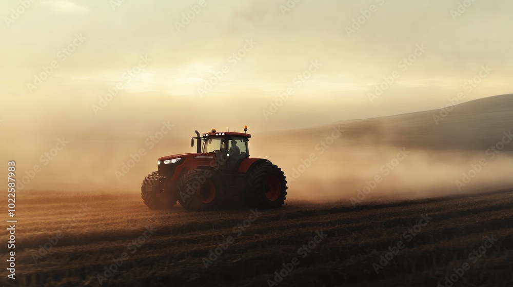 Fototapeta premium Tractor Working in a Field