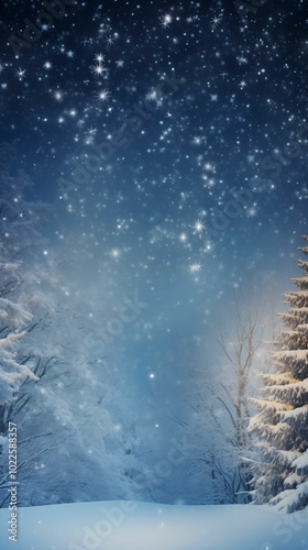 Christmas snow at night background for mobile, 9:16 ratio. Generative ai