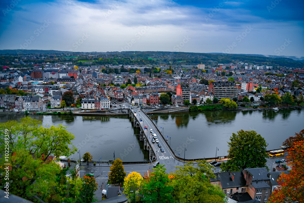Fototapeta premium Panoramic view of the city of Namur in Belgium