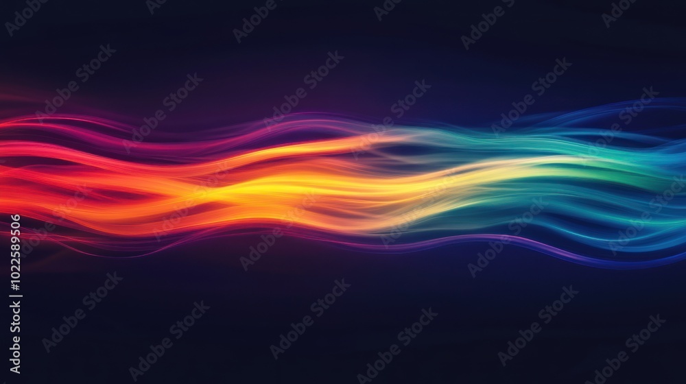 A vibrant flow of colorful waves against a dark background, symbolizing energy and creativity. A vibrant flow of colorful waves against a dark background, symbolizing energy and creativity.