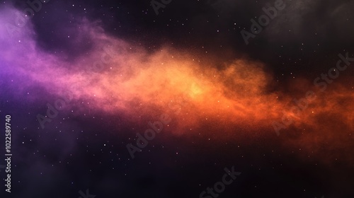 A vibrant cosmic nebula with swirling colors against a starry background.