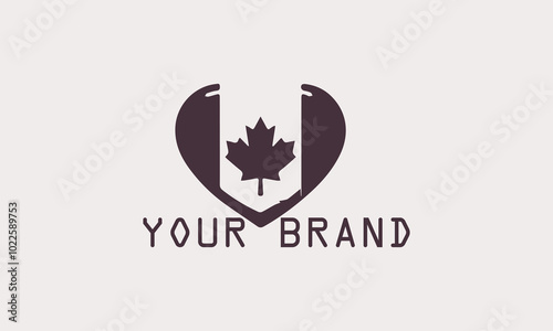 This transparent flag heart logo displays the universal symbol of love. kanada  This minimalist and elegant design is very suitable for various purposes, from weddings to social campaigns