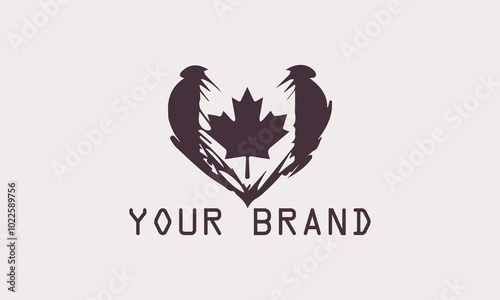 This transparent flag heart logo displays the universal symbol of love. kanada  This minimalist and elegant design is very suitable for various purposes, from weddings to social campaigns