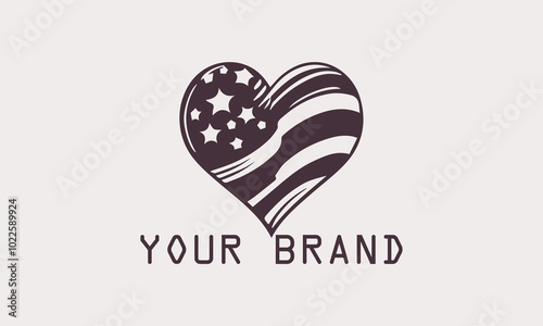 This transparent flag heart logo displays the universal symbol of love amerika  This minimalist and elegant design is very suitable for various purposes, from weddings to social campaigns