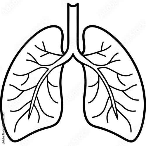 human lungs and icons set