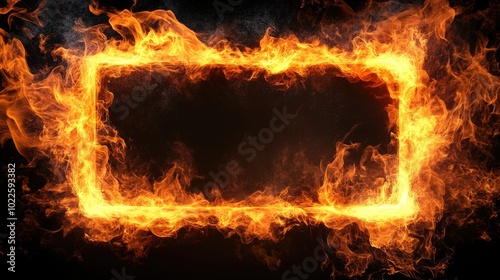 Fiery frame with a black background. Perfect for adding text or images for a dramatic effect.