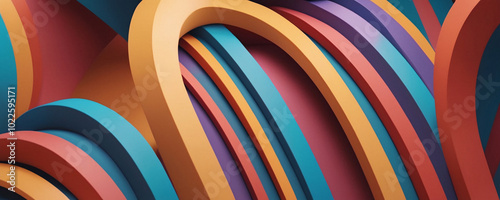 Wallpaper Mural Abstract Curved Shapes With Vivid Colors Torontodigital.ca