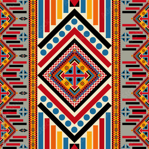 The geometric ethnic pattern of traditional style. Navajo, America Indian patterns. Design for background, wallpaper, clothing, wrapping, Batik, fabric, and prints. Vector illustration.