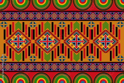 The geometric ethnic pattern of traditional style. Navajo, America Indian patterns. Design for background, wallpaper, clothing, wrapping, Batik, fabric, and prints. Vector illustration.