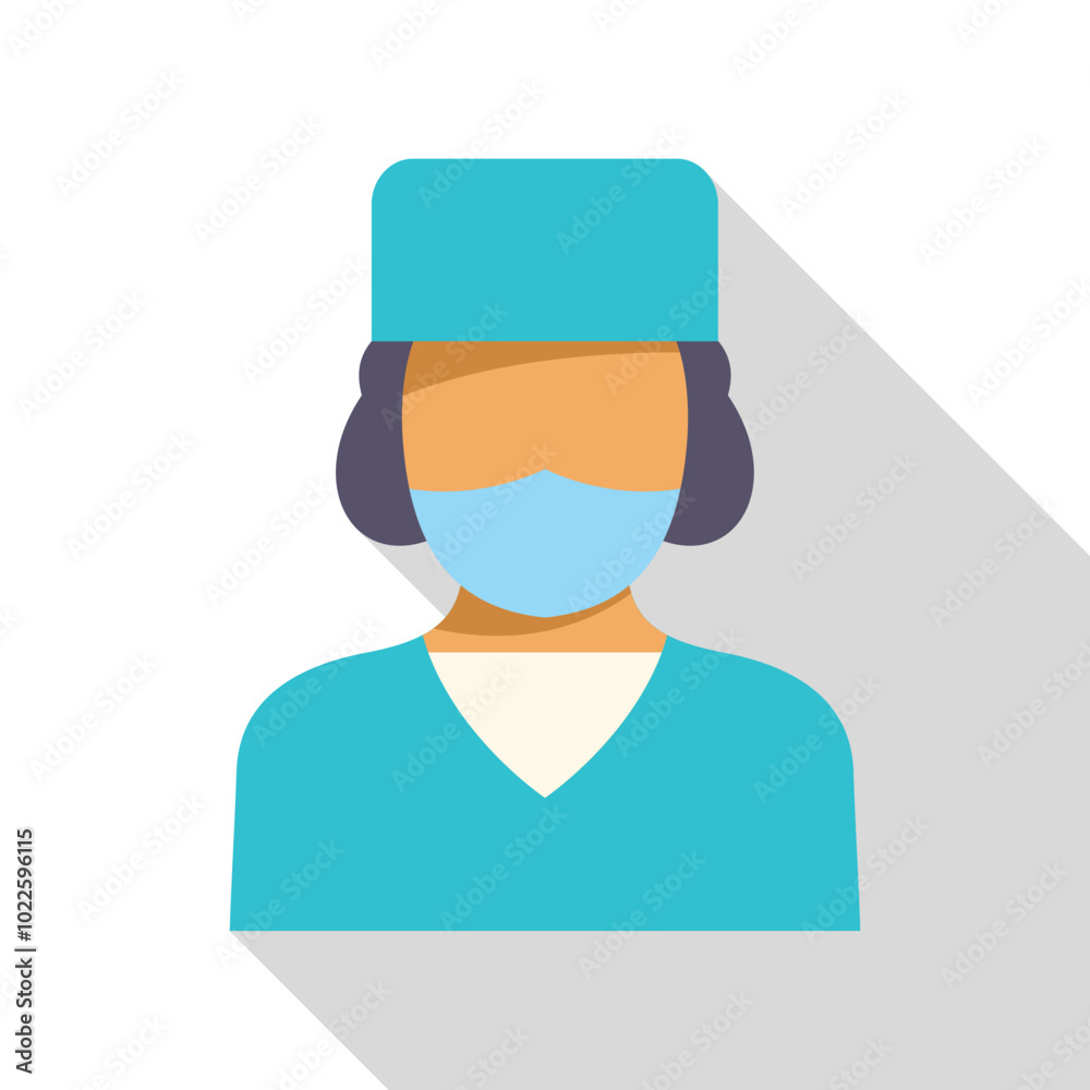 Female doctor is wearing a surgical mask and scrubs in this medical icon Female doctor is wearing a surgical mask and scrubs in this medical icon