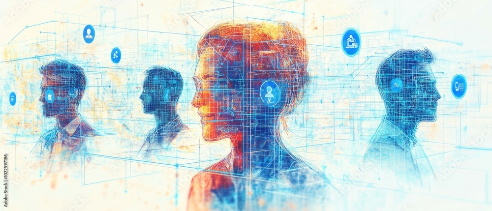 Fototapeta premium The Future Workforce Grid, Digital Skills Gap and Workforce Development