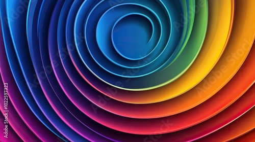 Abstract background with rainbow circle line on dark blue. Modern design background in modern futuristic style, generative ai