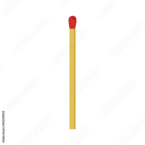 Match stick vector illustration isolated on white background. Unused wooden matchstick, cartoon style match icon.